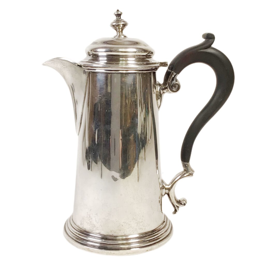 Asprey Sterling Hot Milk Pot w/Ebony Handle, 1926