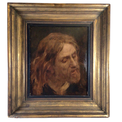 19th C. Portrait of Christ. Oil on Board