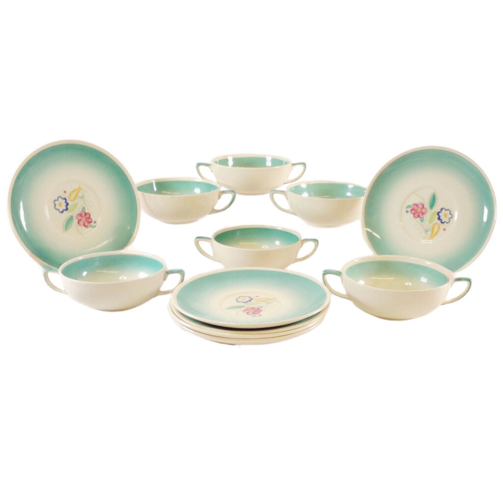 Susie Cooper Nosegay Soup Bowls with Saucer