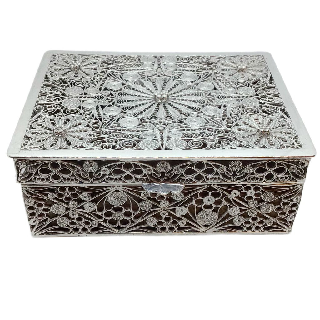 Chinese Filigree Sterling Silver Hinged Box