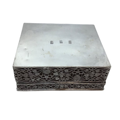 Chinese Filigree Sterling Silver Hinged Box