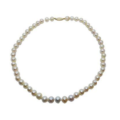 One Strand Pearl Necklace With Yellow Gold Clasp