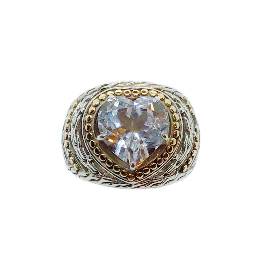 John Hardy Sterling & 18K Ring with White Topaz