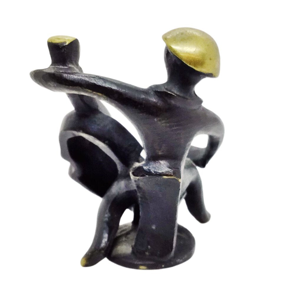 Herta Baller Blackened Bronze Bassist Figurine, ca. 1950s-60s