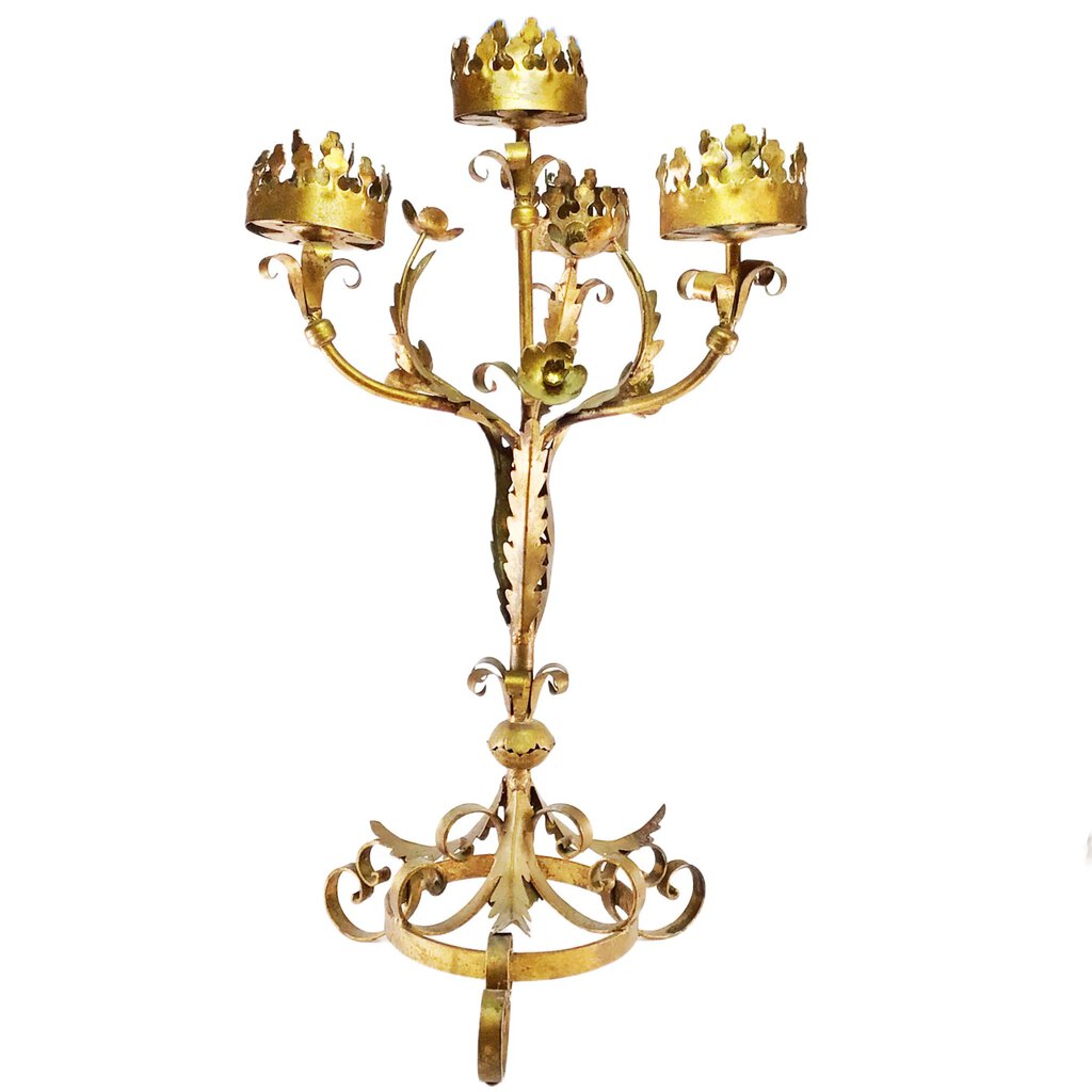 Gilt Metal 4-Light Candelabra