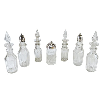 7-Bottle Silverplate & Cut Glass Cruet Set