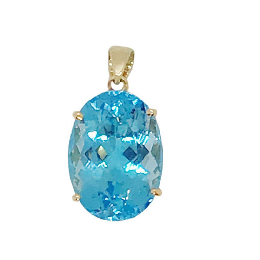 14Kt Gold & Blue Topaz Pendant