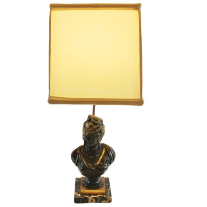 Neoclassical Bronze Bust Lamp w/Marble Base