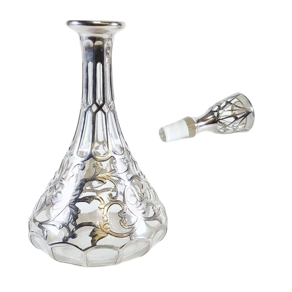 Gorham 999 Silver Overlay Glass Decanter