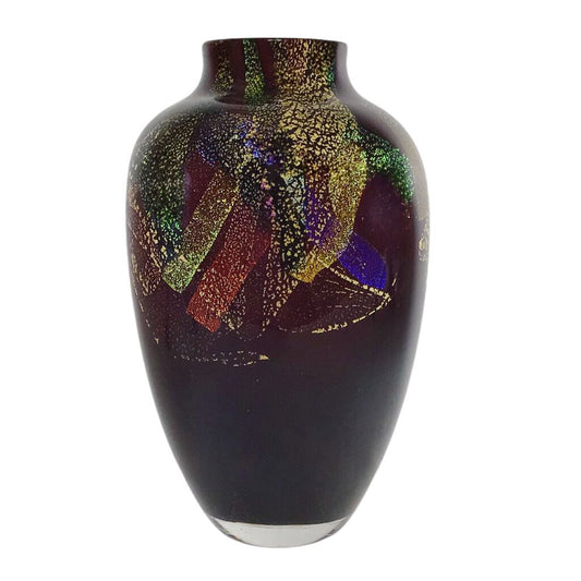 Dichroic Red Glass Vase, Signed