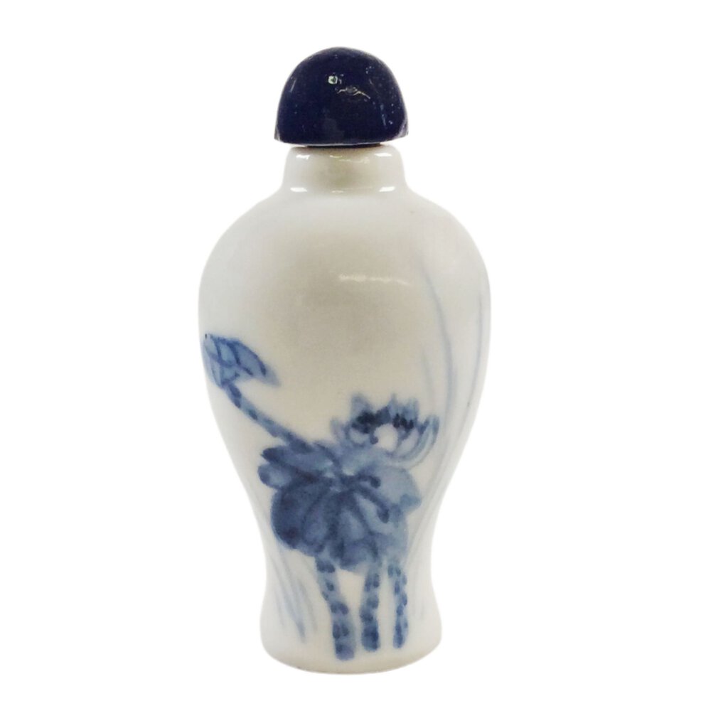 Blue & White Porcelain Snuff Bottle Lotus Blossom