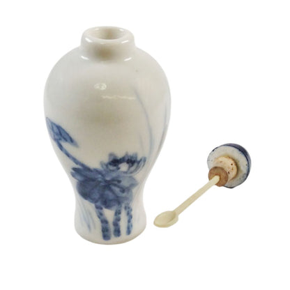 Blue & White Porcelain Snuff Bottle Lotus Blossom