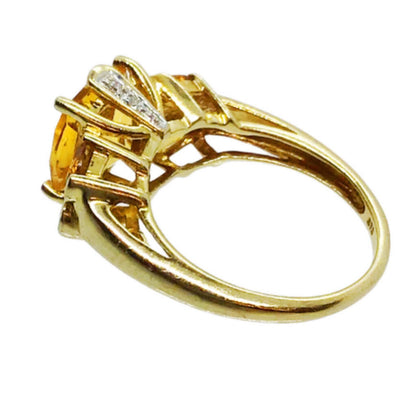 Citrine & Diamond Ring in 10Kt Gold