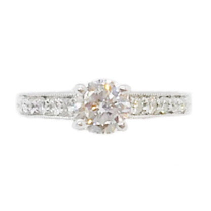 Diamond Ring Center Stone 0.73 Carats in 14Kt W/G