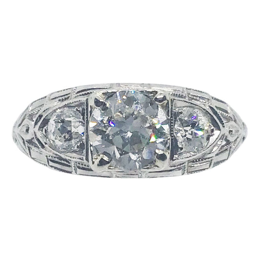 Diamond Ring, Half Carat Center Stone in Platinum