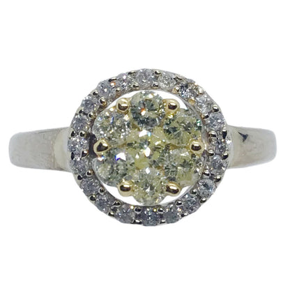 Pale Yellow Diamond Cluster Ring in 18Kt Gold