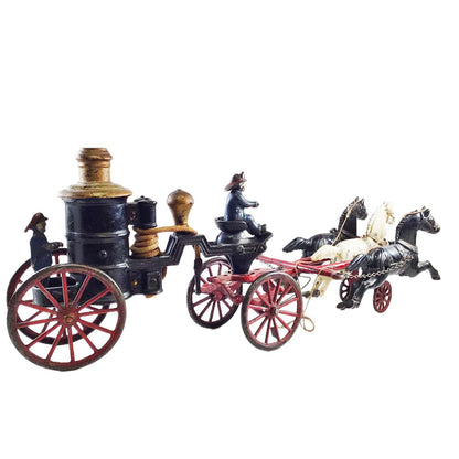 Antique Cast Iron Horse-Drawn Fire Pumper, ca. 1900