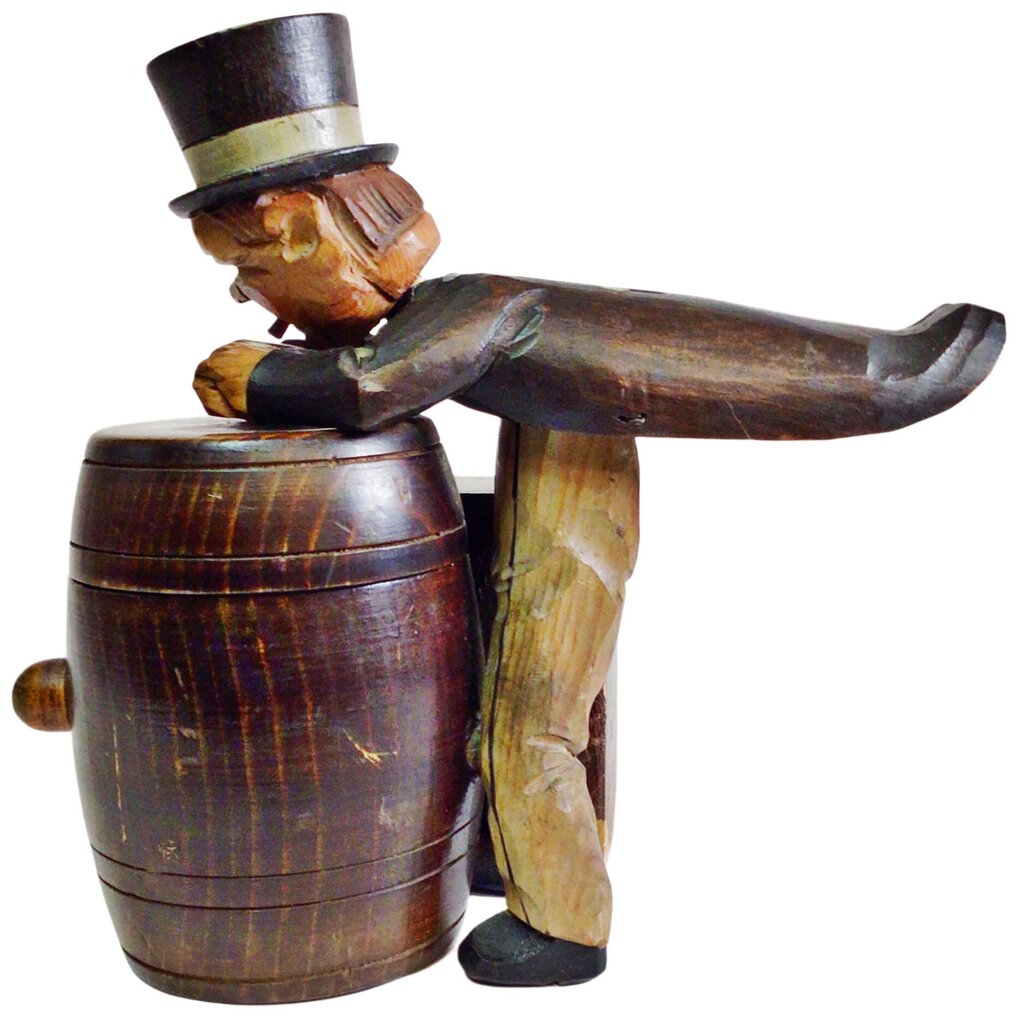 Vintage Musical Cigarette Holder, Drunk on a Barrel