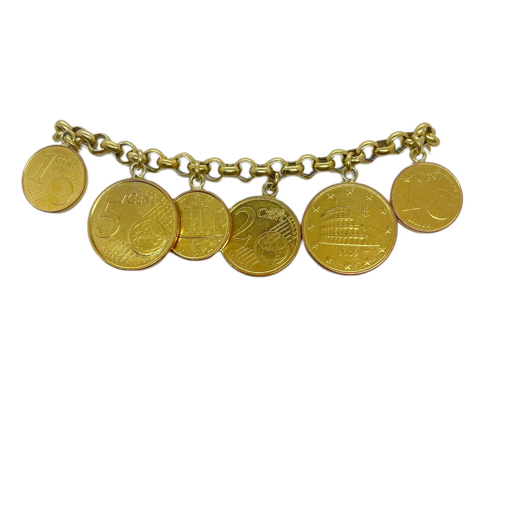 Milor Sterling & Gold Toned Euro Coin Charm Bracelet