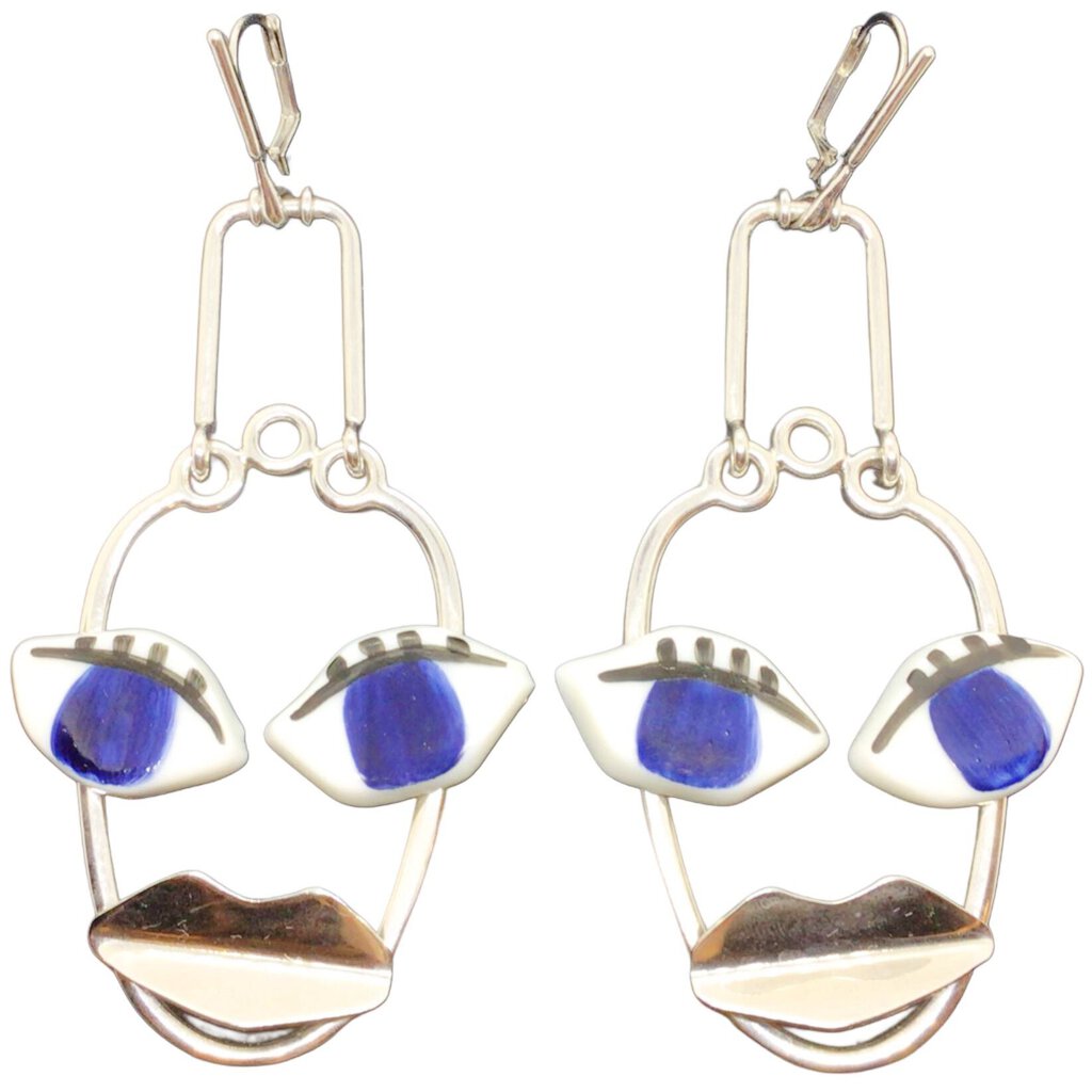 Celine "Patchwork Face" Drop Earrings