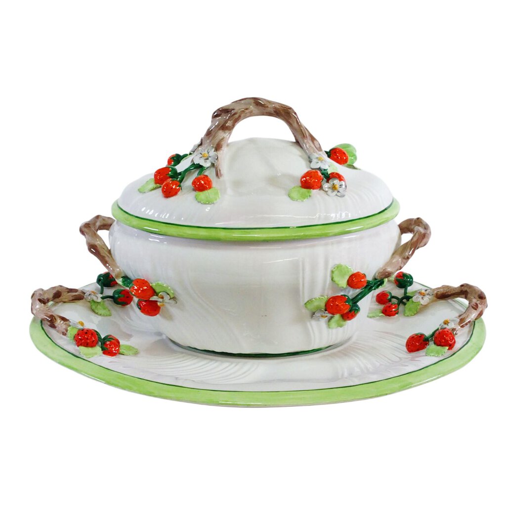 Italian Capodimonte-Style Strawberry Tureen