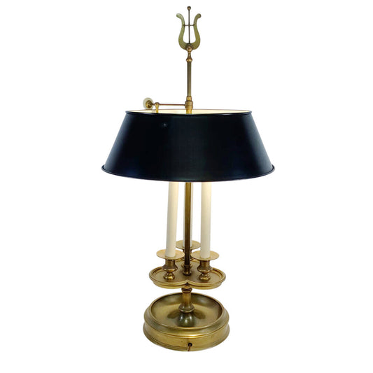 Brass 2-Light Bouillotte Lamp w/Lyre Finial