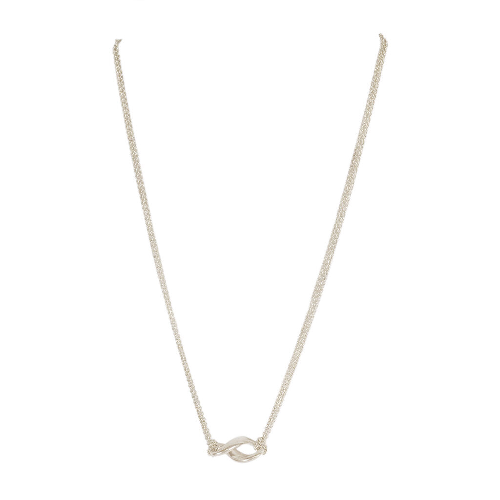 Tiffany Sterling Double Chain Infinity Knot Necklace