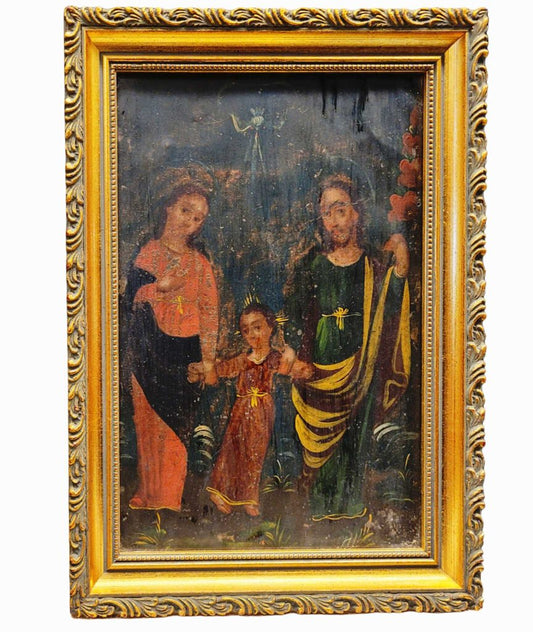 18th C. The Holy Family. Oil on Board