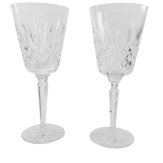 Pair/Waterford "Lismore" Tall Crystal Water Goblets