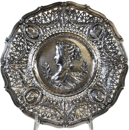 Marie Antoinette Reticulated Silver Portrait Plate