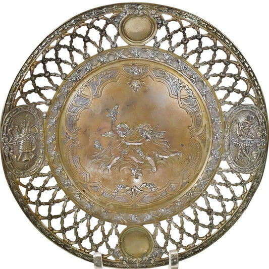 J. Kurz & Co Silvered Reticulated Plate w/Putti