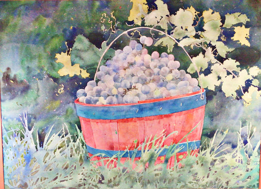 "Basket of Grapes", Watercolor.