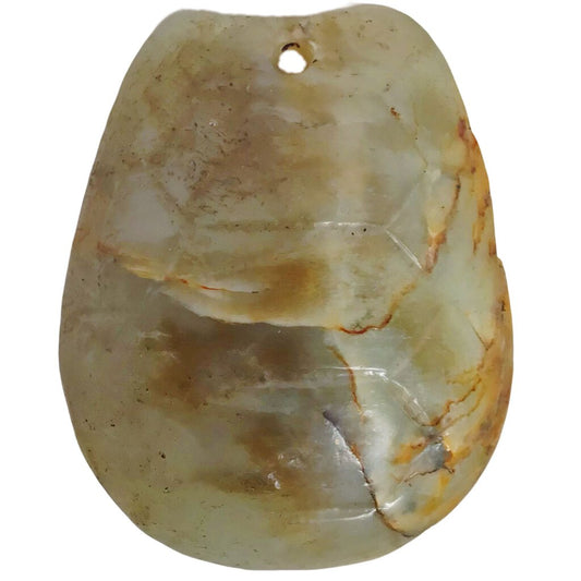 Celadon Jade Carved Turtle Shell Pendant