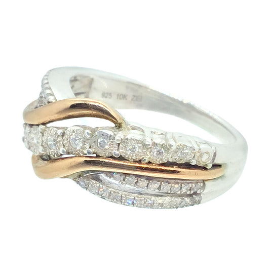 ZEI Sterling & 10Kt Gold Ring With Diamonds