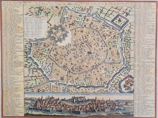 Seutter. Milan. Hand Colored Map Facsimile