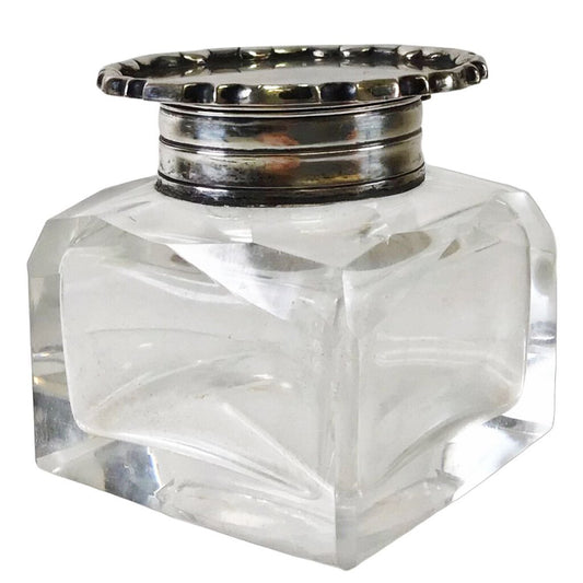 L.A. Crichton Sterling-Mounted Cut Glass Inkwell, 1913