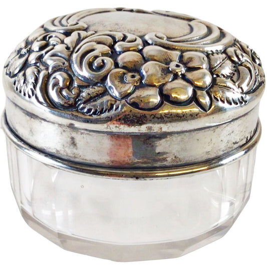 Davis & Galt Sterling-Mounted Cut Glass Dresser Jar, ca. 1888-96