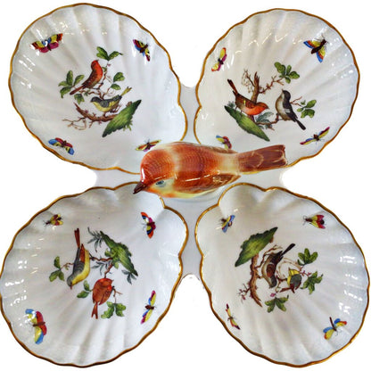 Herend "Rothschild Bird" 4-Part Relish Dish