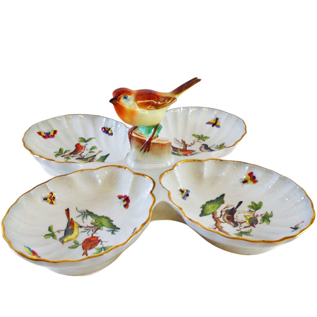 Herend "Rothschild Bird" 4-Part Relish Dish