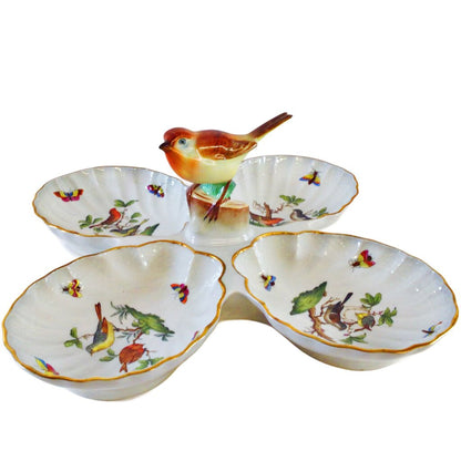 Herend "Rothschild Bird" 4-Part Relish Dish