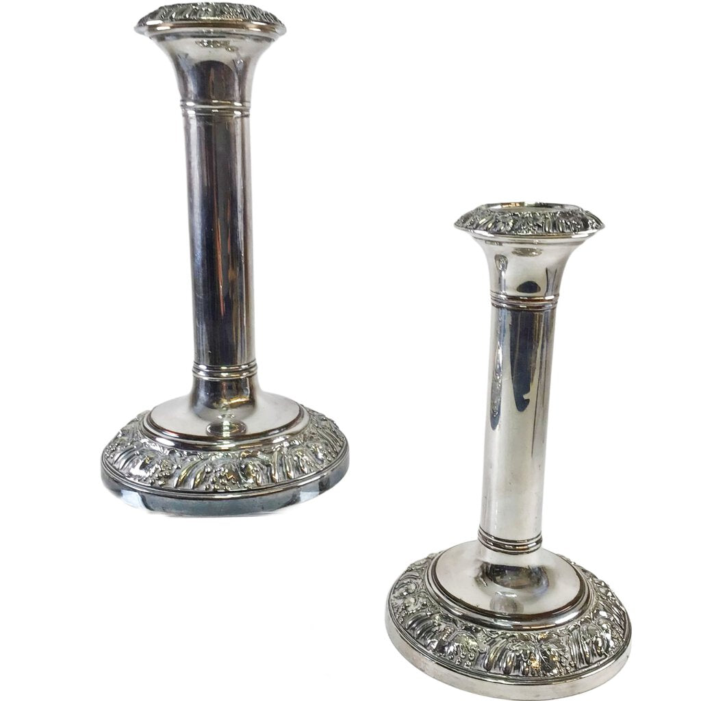 Pair/English Silverplated Candlesticks, ca. 1840