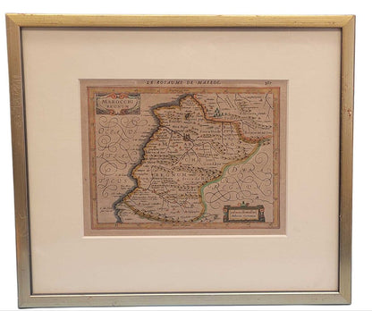 Mercator/Hondius "Le Royaume De Marroc" Hand Colored Engraving