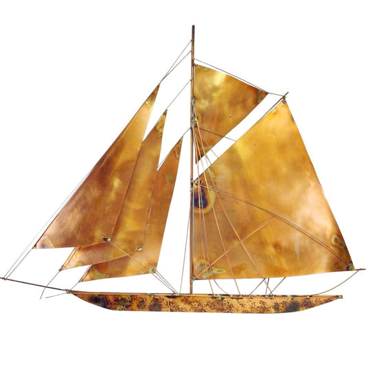 Copper & Mixed Metal Sailing Cutter Sculpture