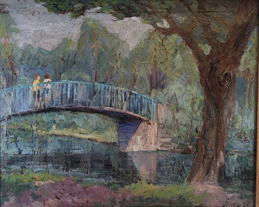 Gniewek. Warsaw Park Scene. Oil on Canvas