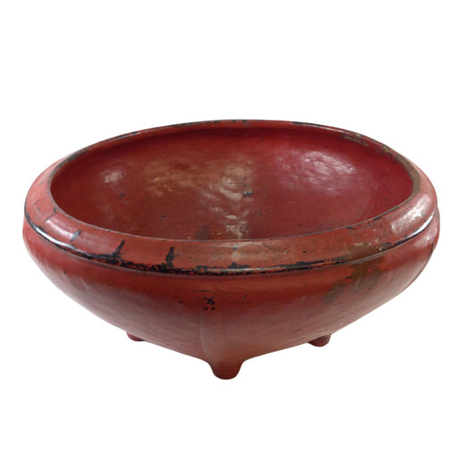 Antique Burmese Red Lacquered Offering Bowl