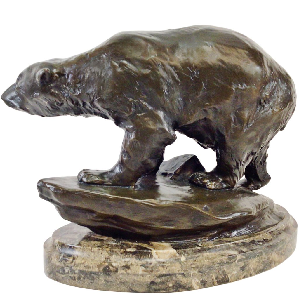 After Edwin Willard Deming. Bronze Sculpture of a Polar Bear.