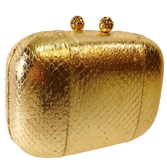 Kotur Gold-Toned Snakeskin Kisslock Clutch