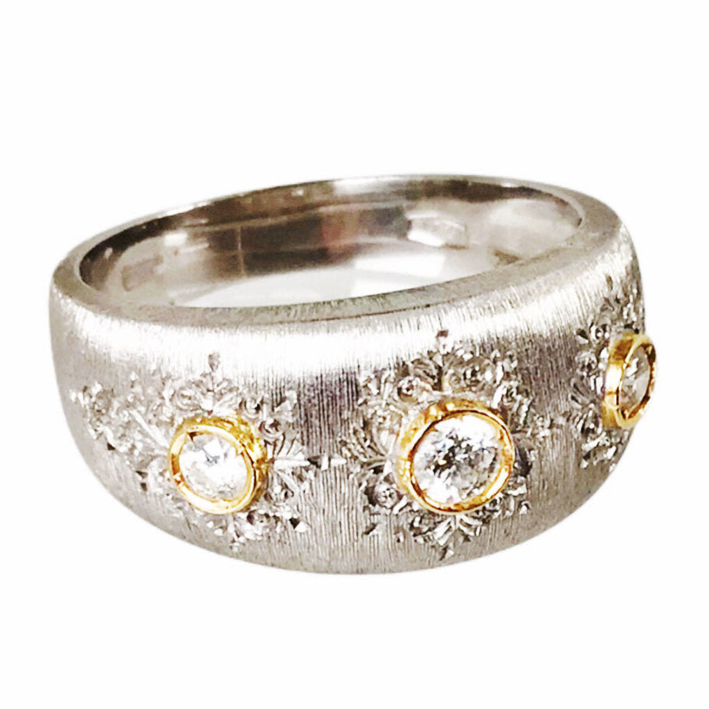 Jean Saade "Florentine" Diamond Ring in 18Kt White & Yellow Gold