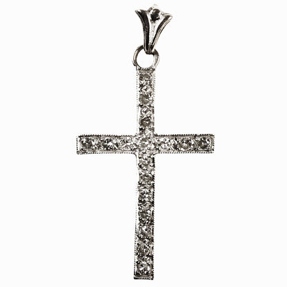 Diamond Set Cruciform Pendant in 14Kt White Gold