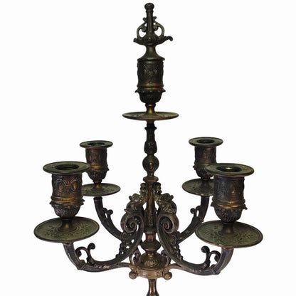 Pair/Gothic Revival 5-Light Bronze Candelabras